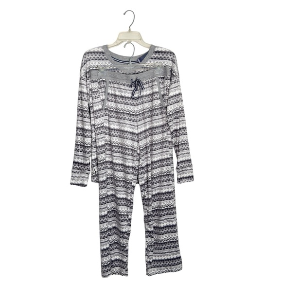 Nautica Womens 2 Piece Fleece Pajama Set V Neck Long Sleeve Pants With P… - Picture 8 of 13